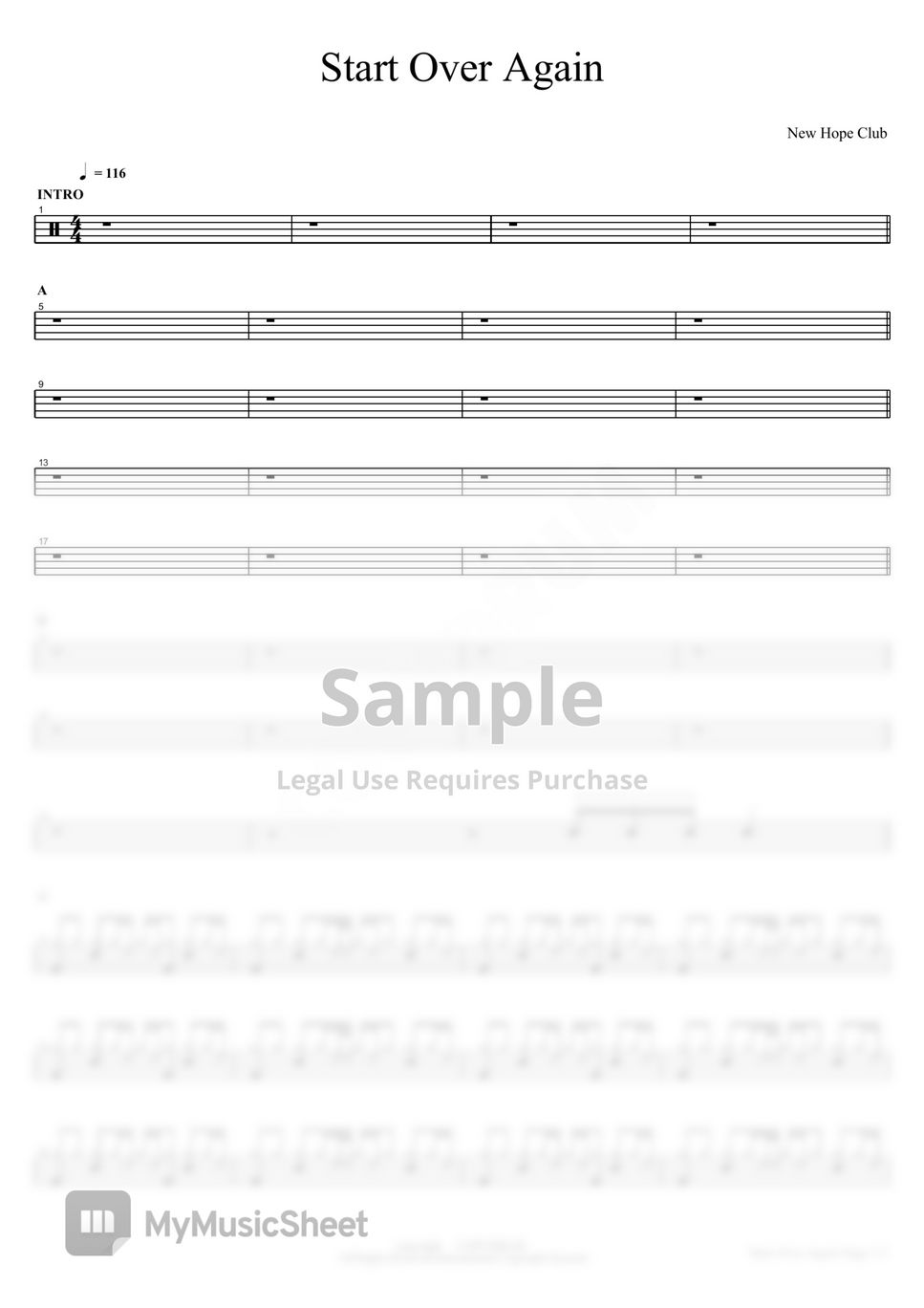 New Hope Club Start Over Again 악보 by COPYDRUM