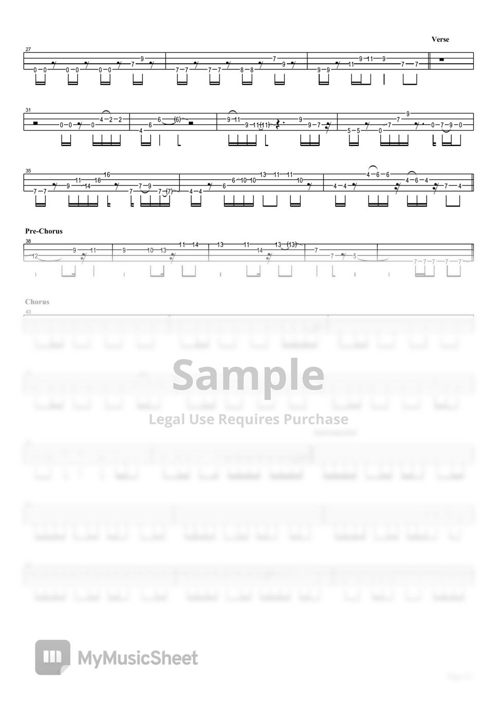 Kessoku Band Flashbacker (Bass TAB) 악보 by Muya