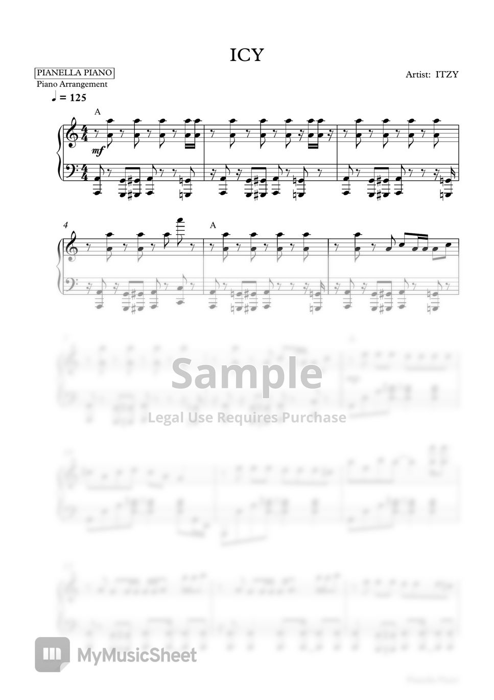 ITZY - ICY (Piano Sheet) Sheets by Pianella Piano