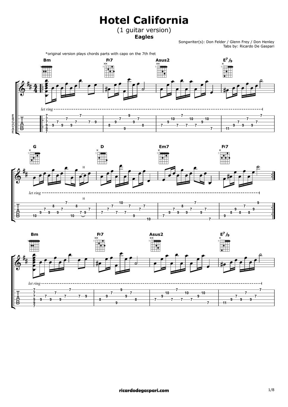 hotel california guitar chord