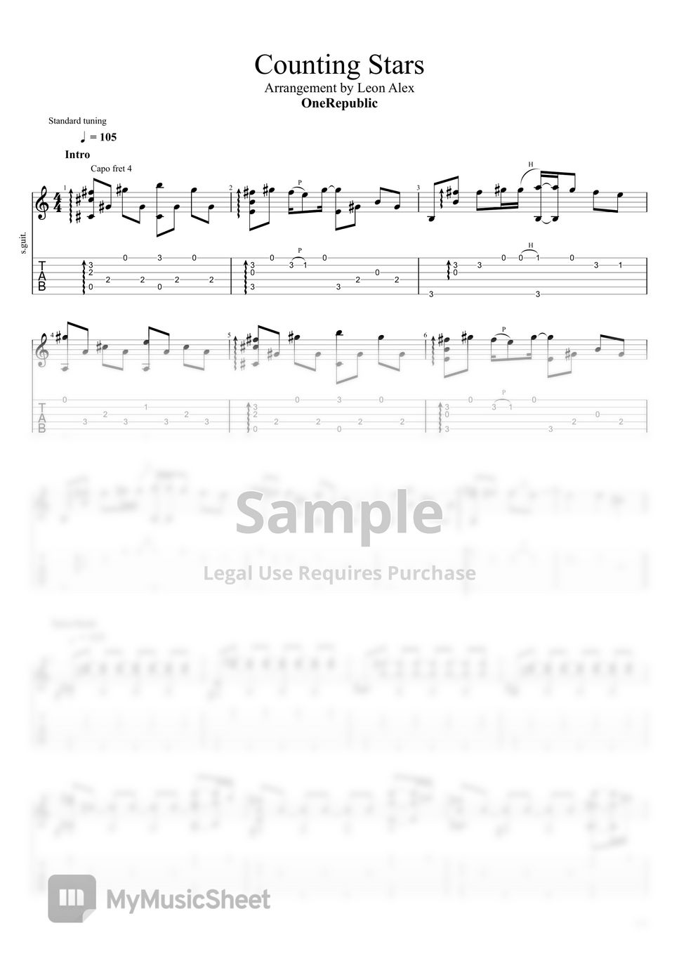 Onerepublic counting stars sheets by leon alex