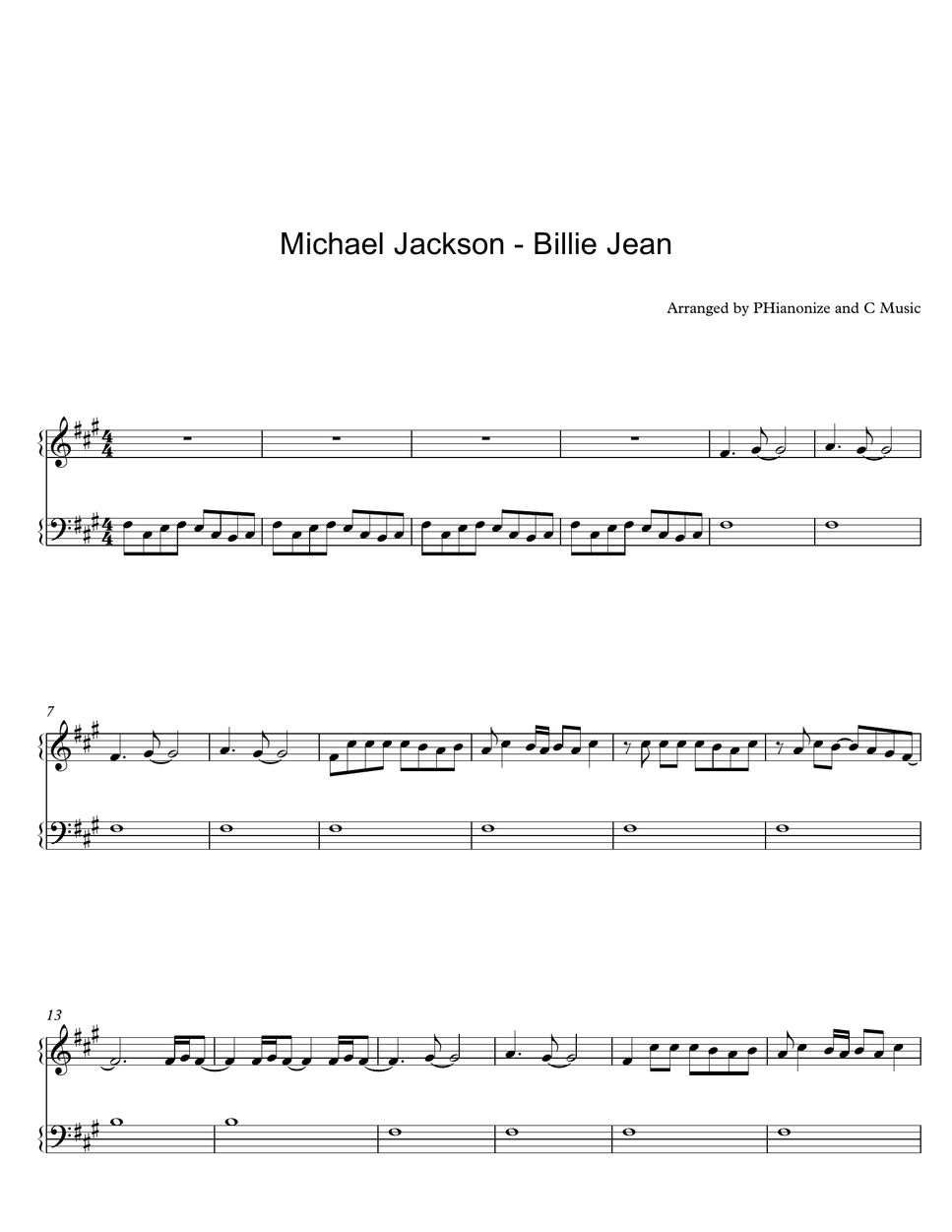 Michael Jackson Billie Jean Sheets by PHianonize and C Music