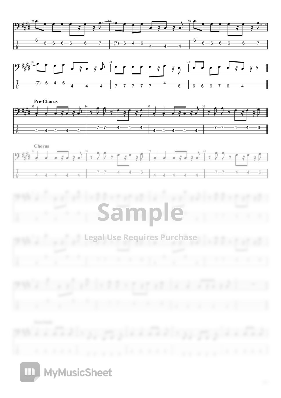 Måneskin - I WANNA BE YOUR SLAVE Tab + 1staff by TUNA CRACKER