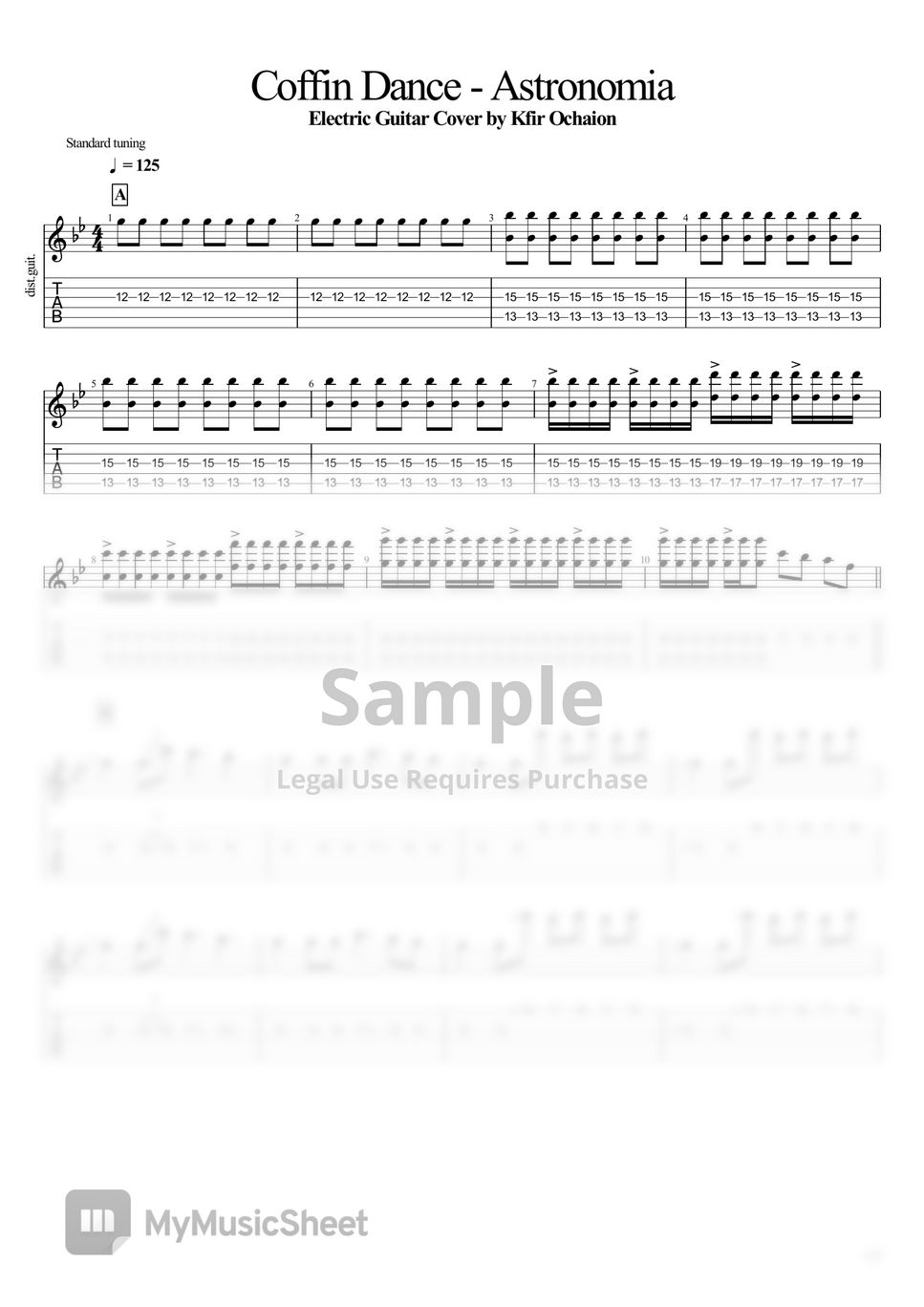 Vicetone - Astronomia (Coffin Dance) Tab + 단선 악보 by Kfir Ochaion