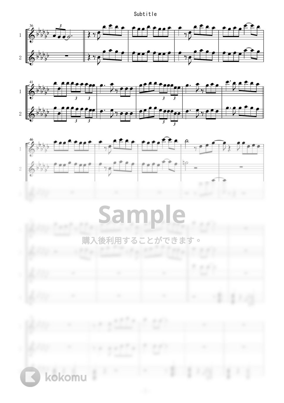 Official髭男dism - Subtitle (in C / 原曲キー/ハモリ有り/フルート/オーボエ/silent) by enorisa