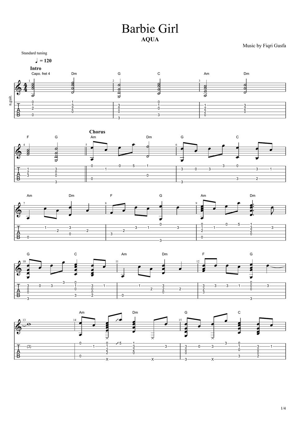 Aqua - Barbie Girl Tab + 1staff by Fiqri Gusfa