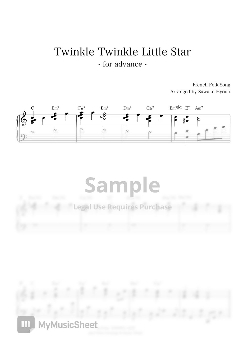 Twinkle Twinkle Little Star(Jazz piano for advance) (piano solo / jazz (for advance)) by Sawako Hyodo