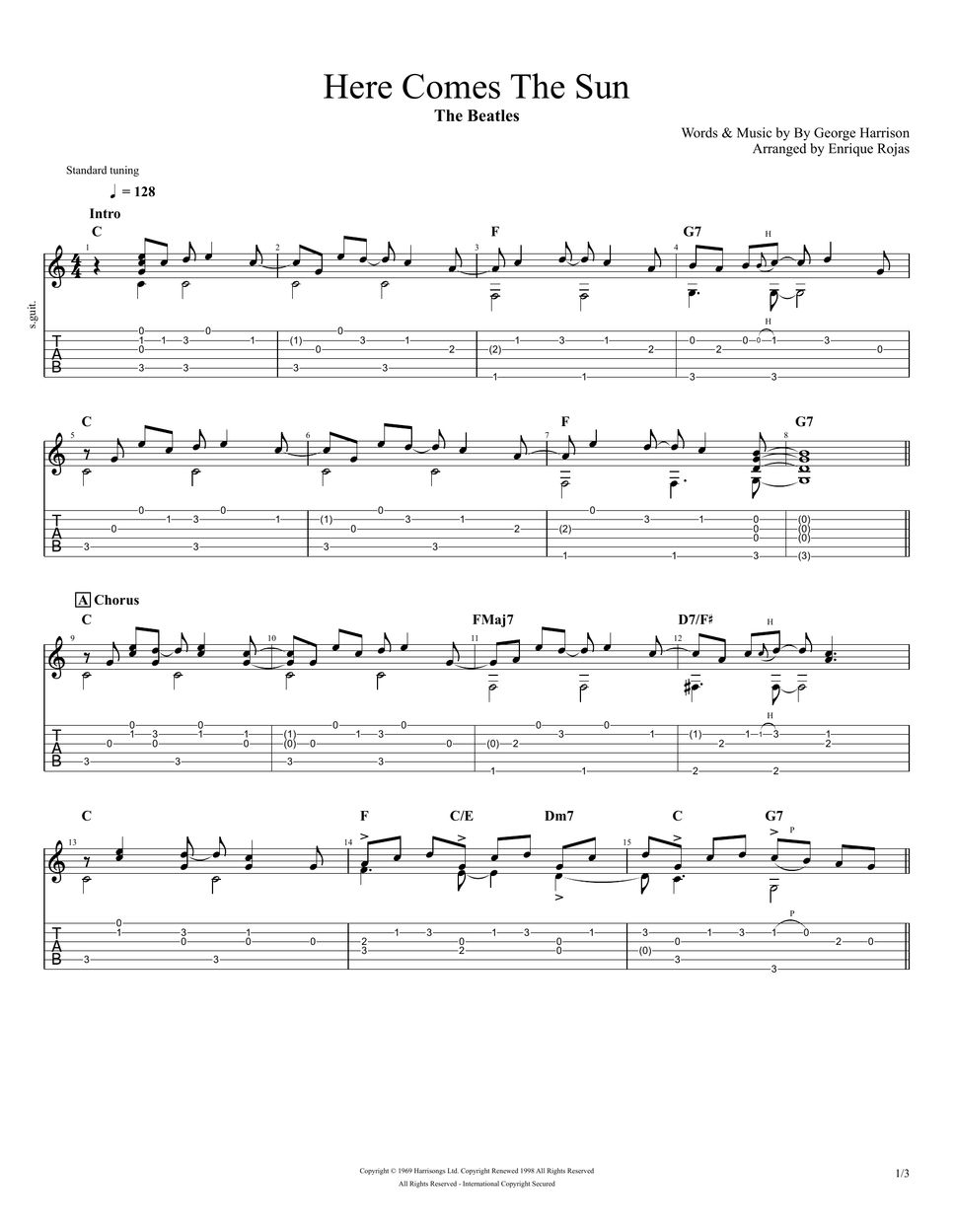The Beatles Here Comes The Sun (Fingerstyle Guitar Soloist) Tab