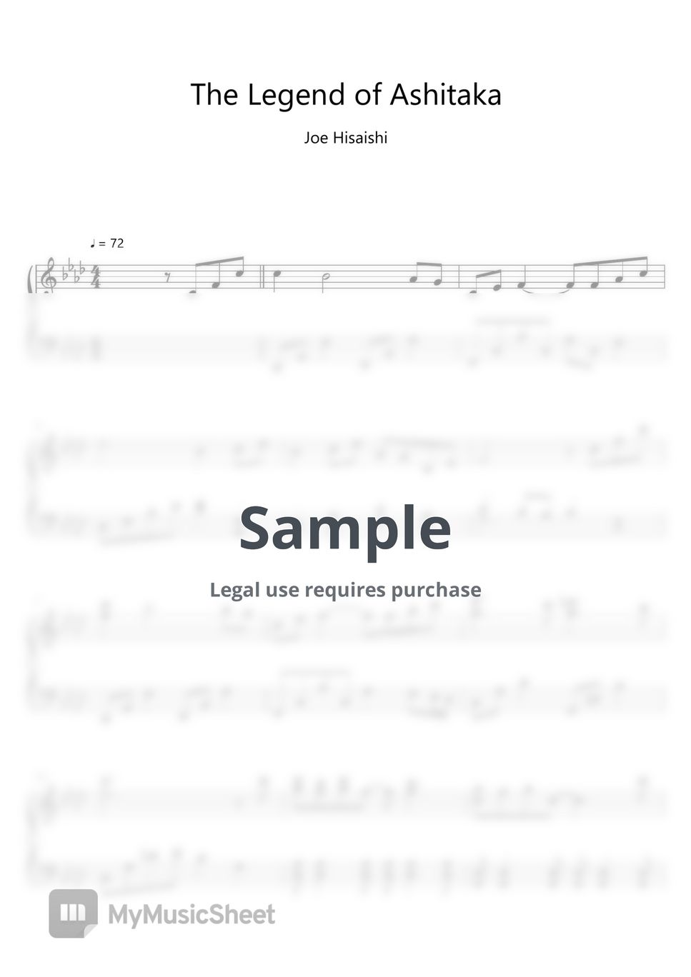 久石譲 (Joe Hisaishi) The Legend of Ashitaka (Mononoke Hime) (Sheet Music, MIDI,) Sheets by sayu