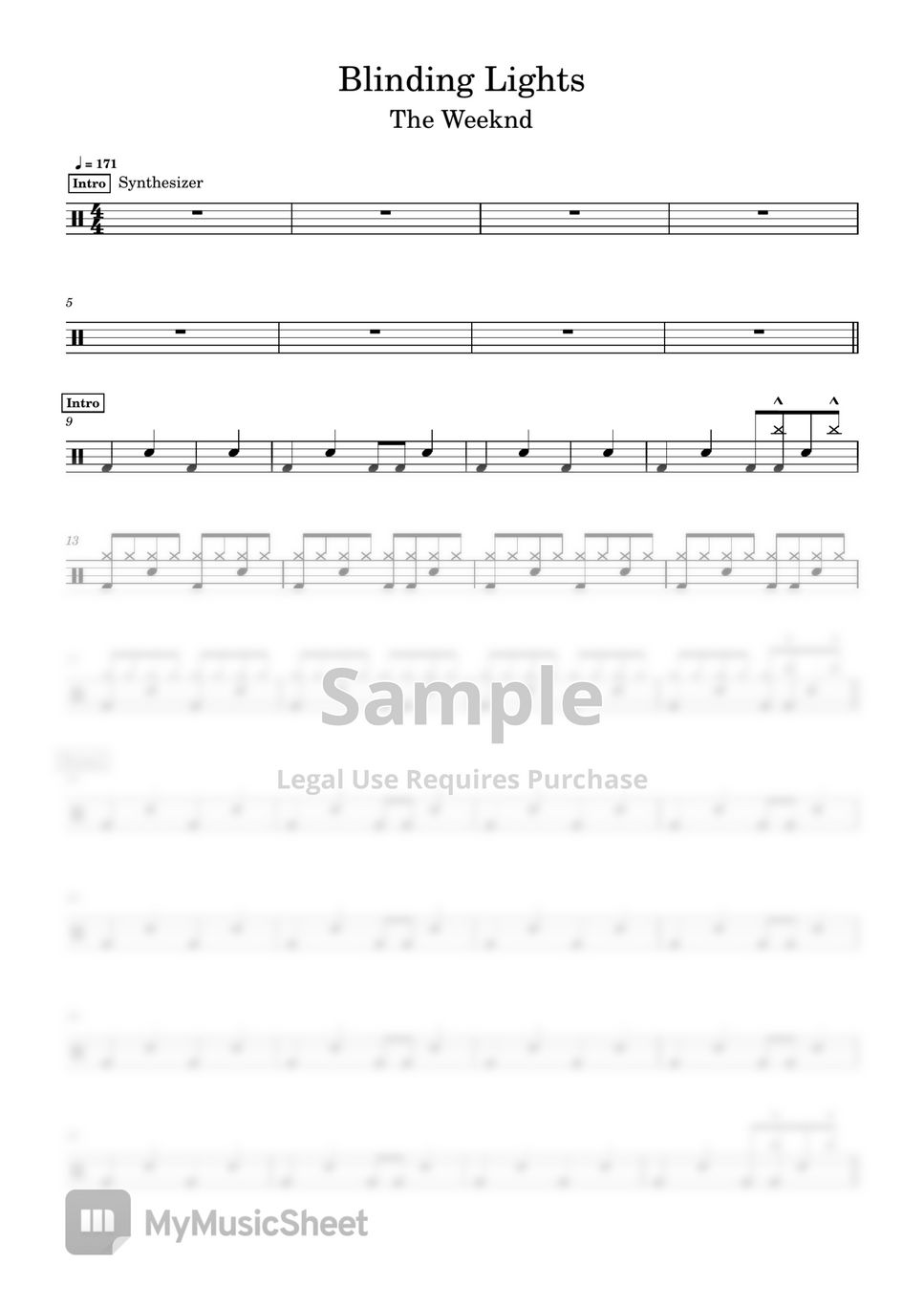 The Weeknd - Blinding Light (드럼악보 / 가사첨부 / drum score / lyrics) by 윤민제 (Minje Yoon)