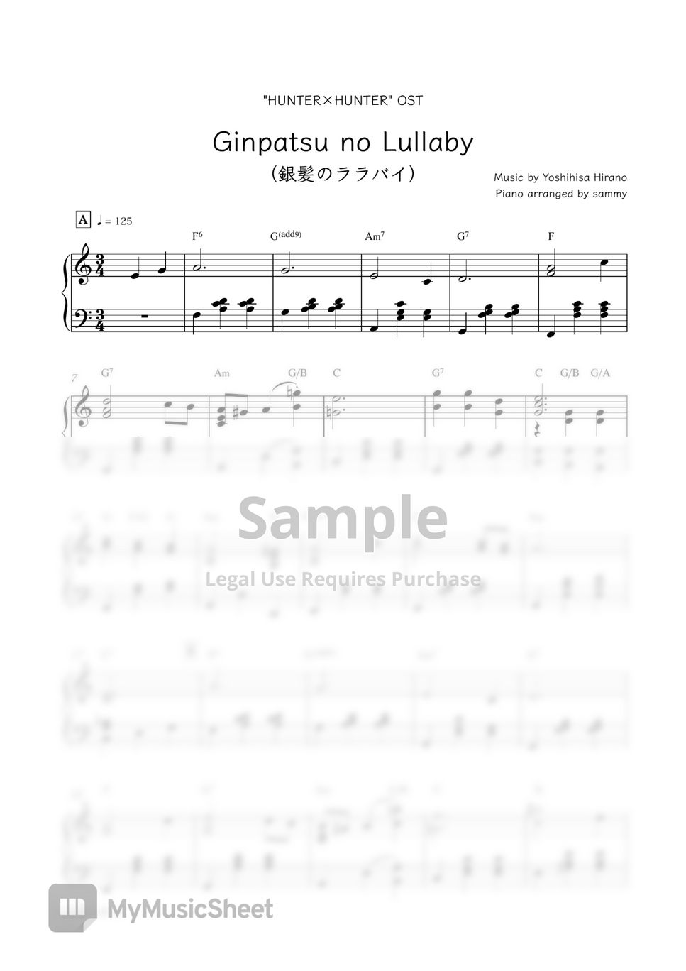 “HUNTER×HUNTER” OST - Ginpatsu no Lullaby (銀髪のララバイ) by sammy