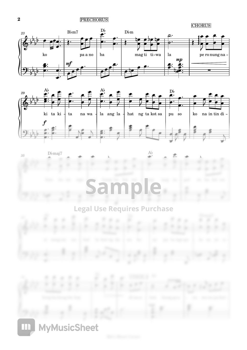 Moira dela Torre - Aking Habangbuhay (piano sheet music) by Mel's Music Corner