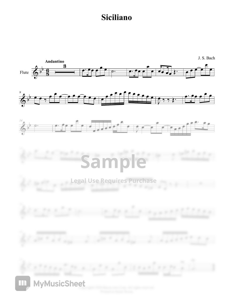 J.S.Bach바흐 - Siciliano시칠리아노 (Flute악보 반주악보, 플룻) by 연효정