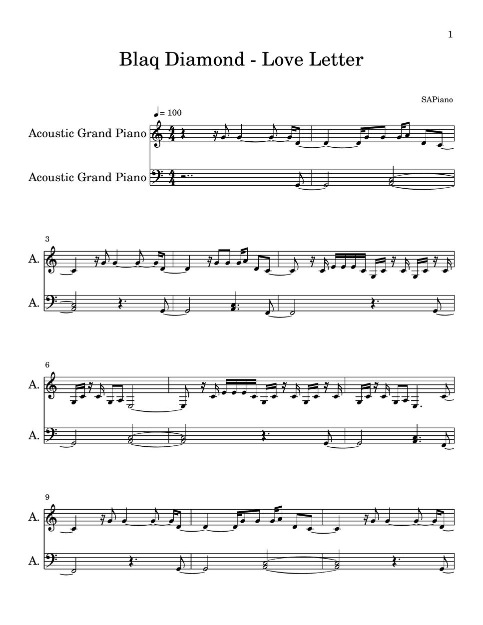 Blaq Diamond - Love Letter (PIANO SHEET) Sheets by SA Piano