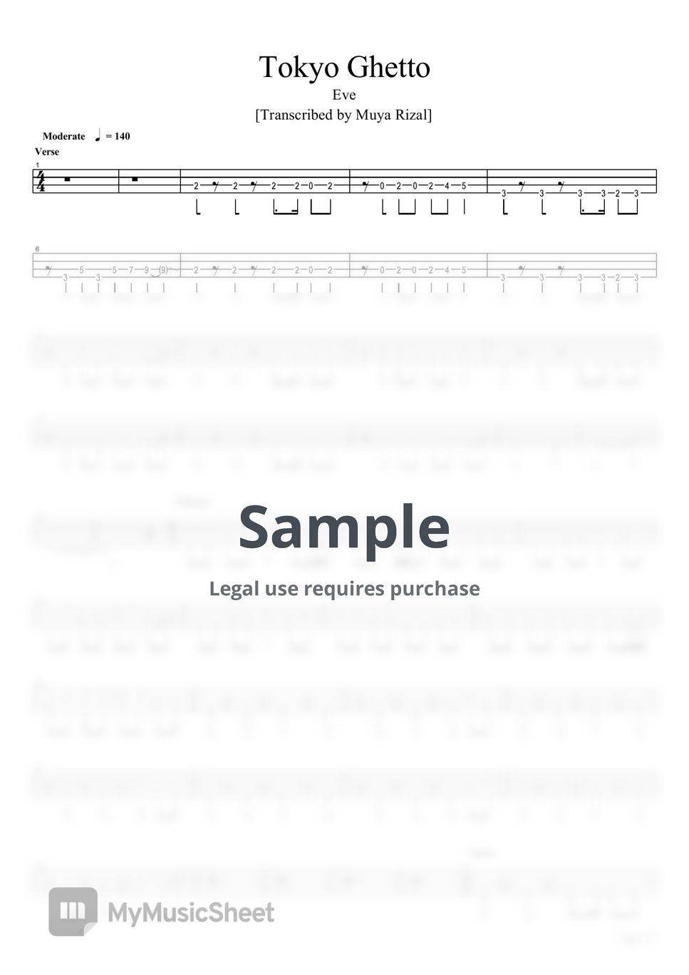 Eve - Tokyo Ghetto (Bass TAB) by Muya