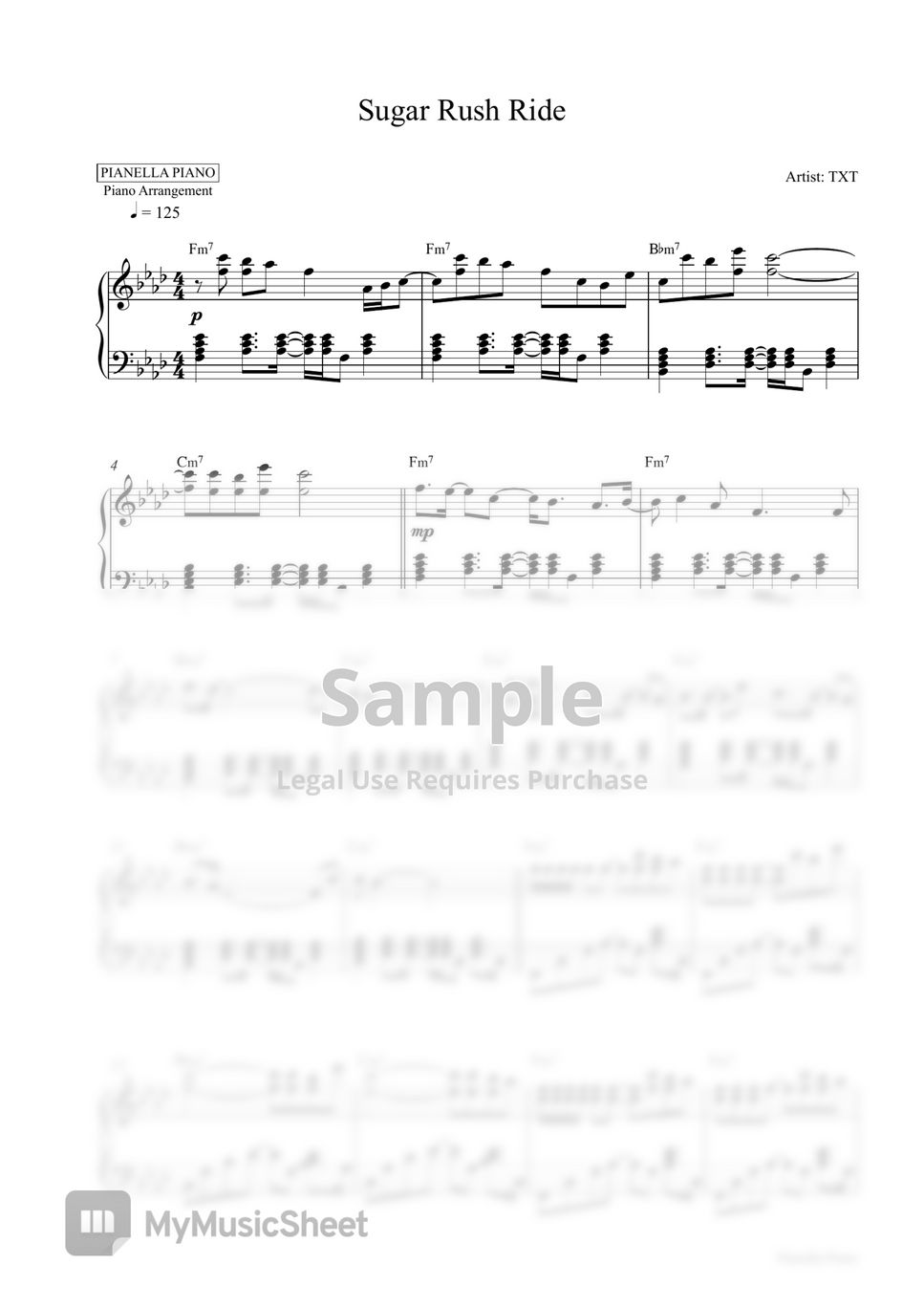 TXT - Sugar Rush Ride (Piano Sheet) by Pianella Piano