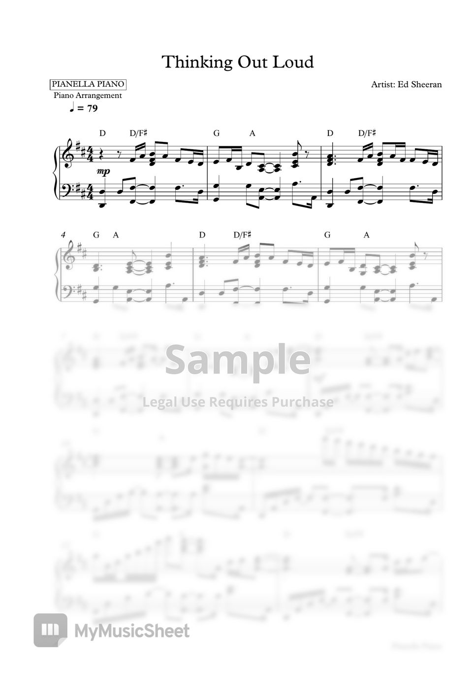 Ed Sheeran Thinking Out Loud Piano Sheet Sheets By Pianella Piano 