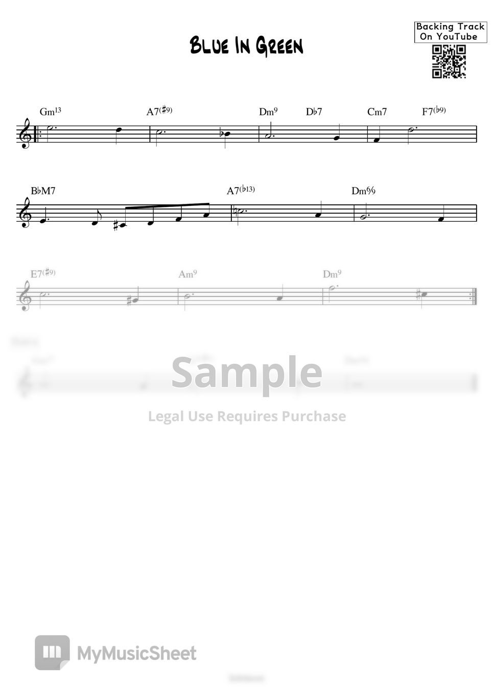 Jazz Backing Track Blue In Green Sheets by BaBoSound