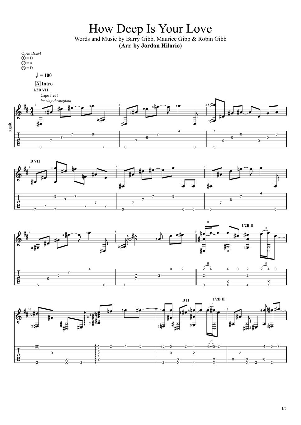 Bee gees how deep is your love fingerstyle guitar by jordan hilario