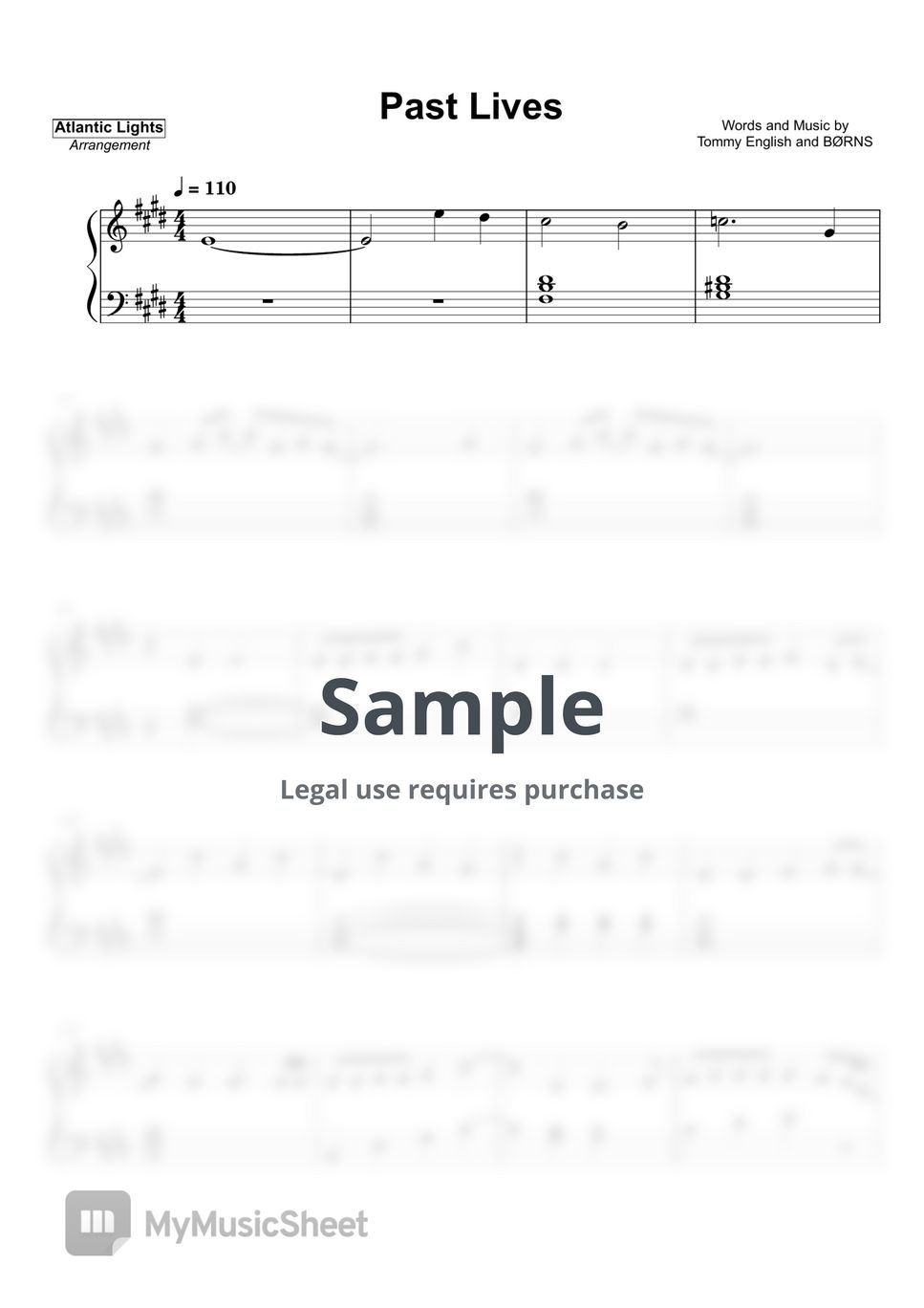 BØRNS - Past Lives Sheet Music by Atlantic Lights