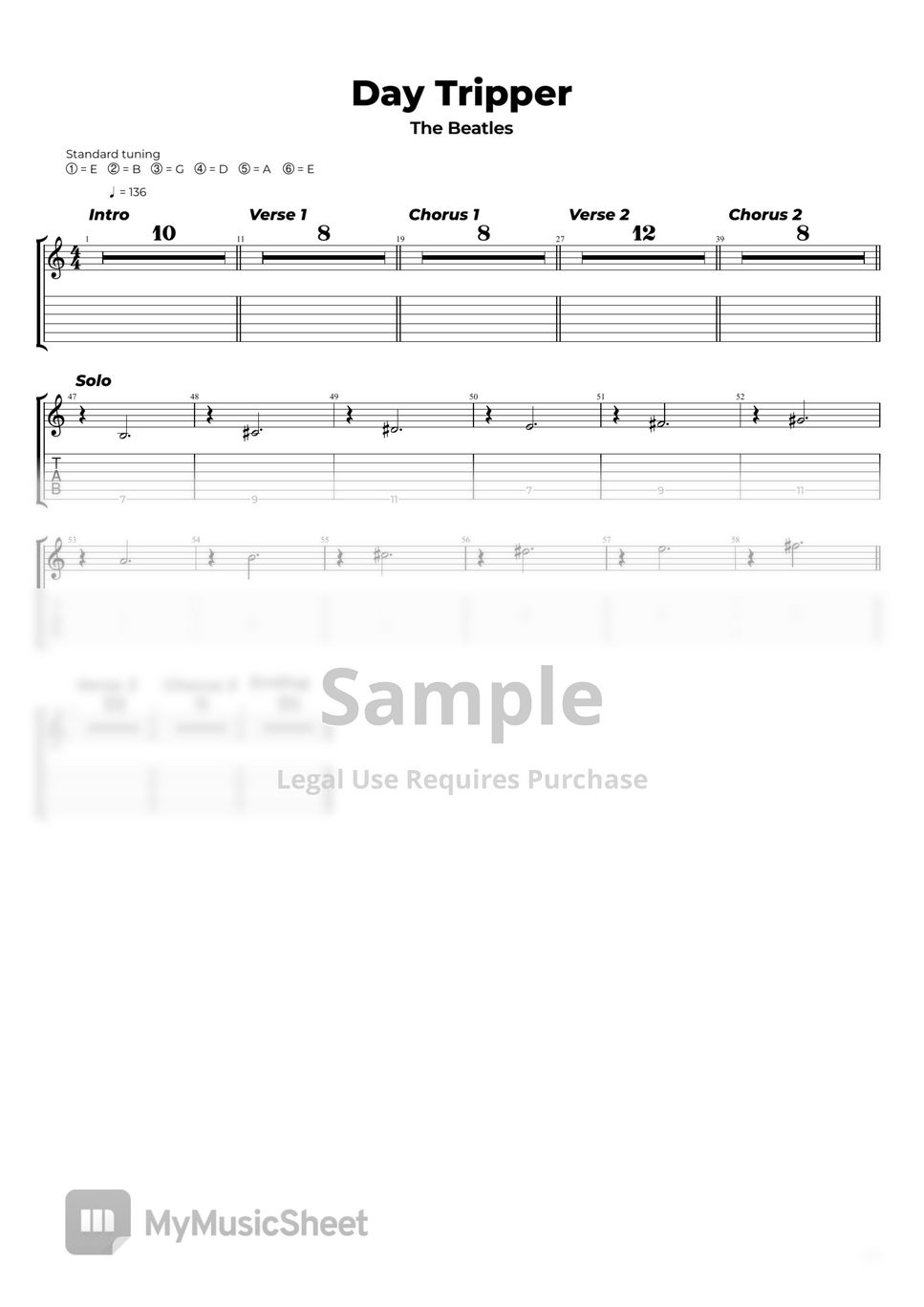 The beatles day tripper sheets by nikola gugoski