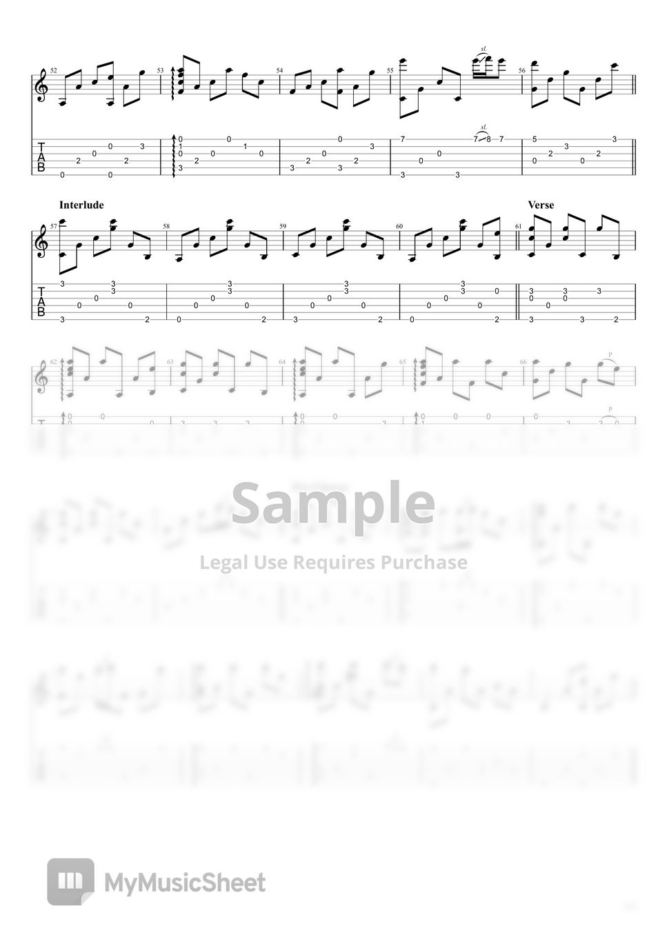 Jeff Buckley - Hallelujah (Fingerstyle) アコースティックギタータブ