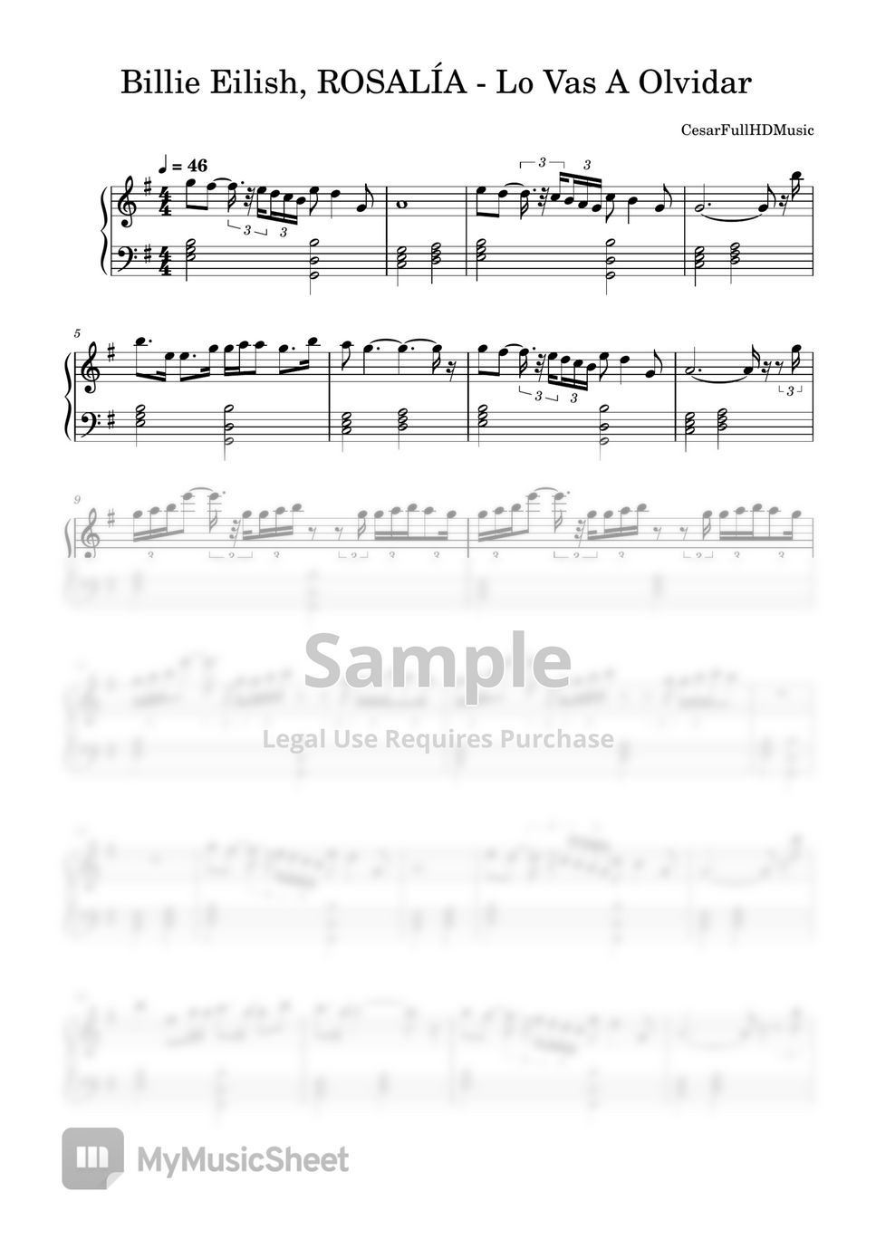 Billie Eilish & ROSALÍA - Lo Vas A Olvidar Sheets
