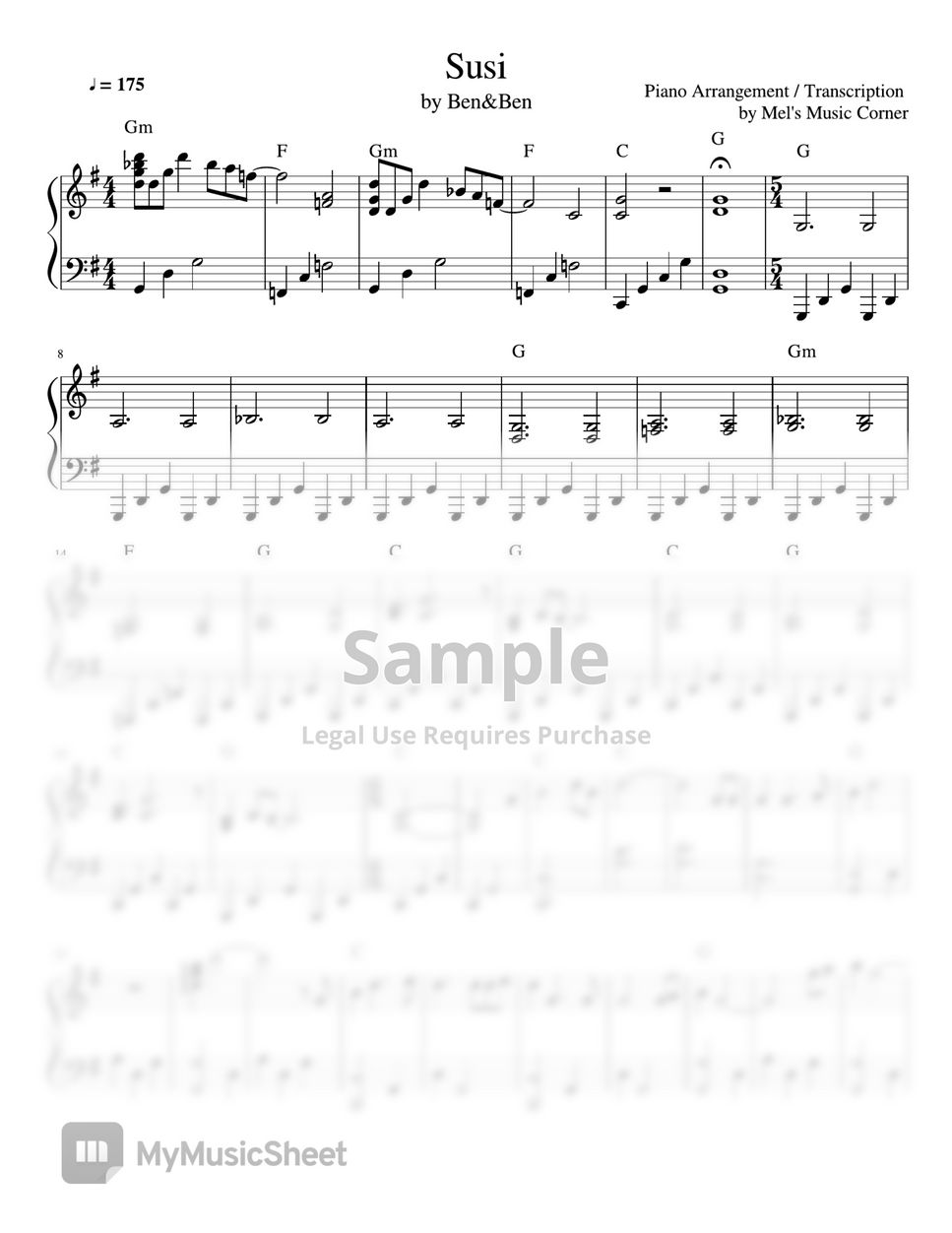Ben&Ben - Susi (piano sheet music) by Mel's Music Corner