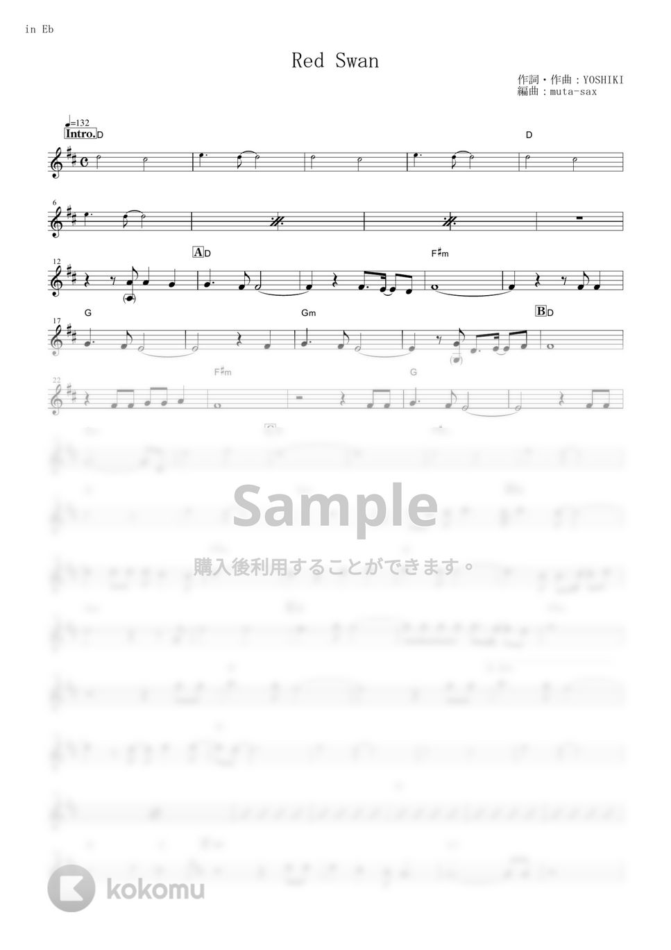 YOSHIKI feat. HYDE - Red Swan (『進撃の巨人』 / in Eb) by muta-sax