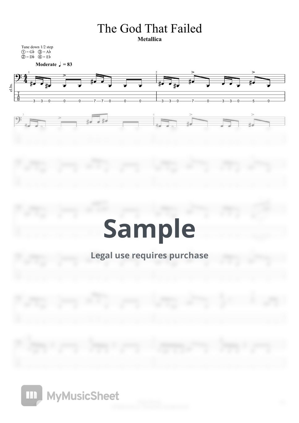 Metallica - The God that Failed (Bass Tab) by Metallica