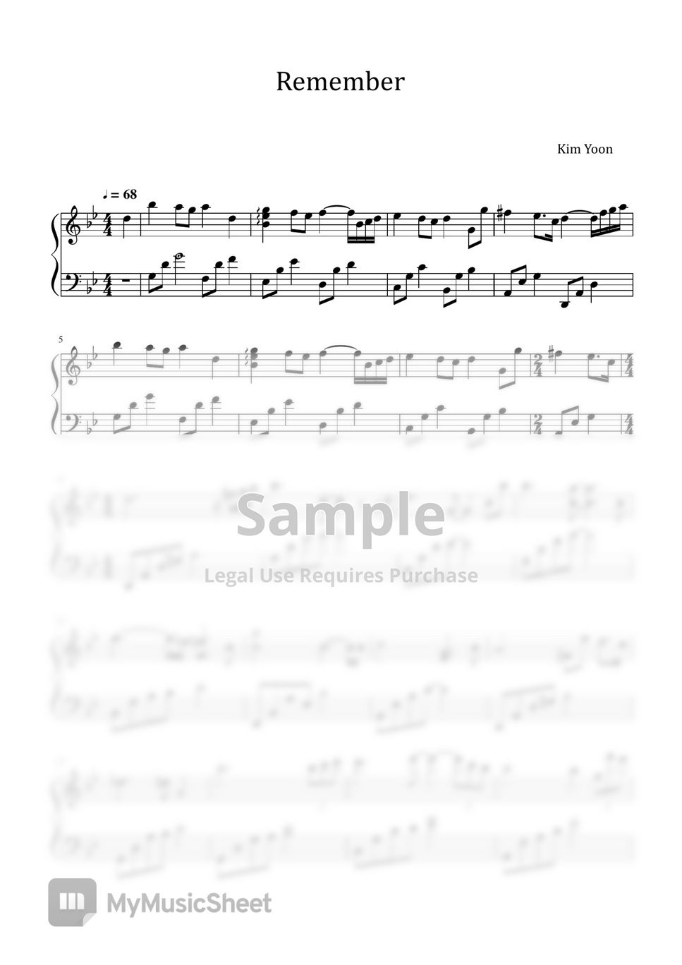 Kim Yoon Remember 악보