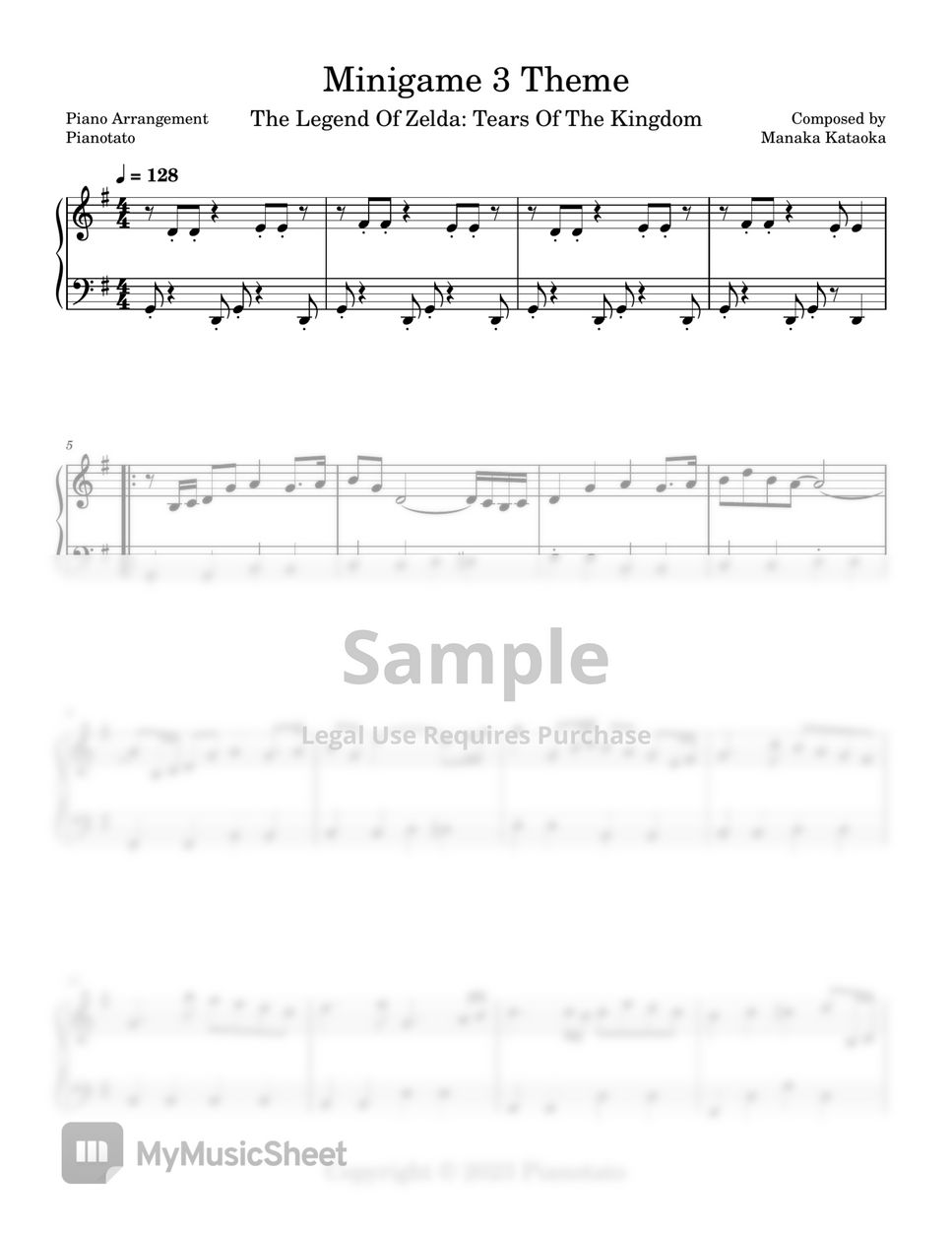 The Legend Of Zelda Minigame 3 Theme (Tears Of The Kingdom) Partition