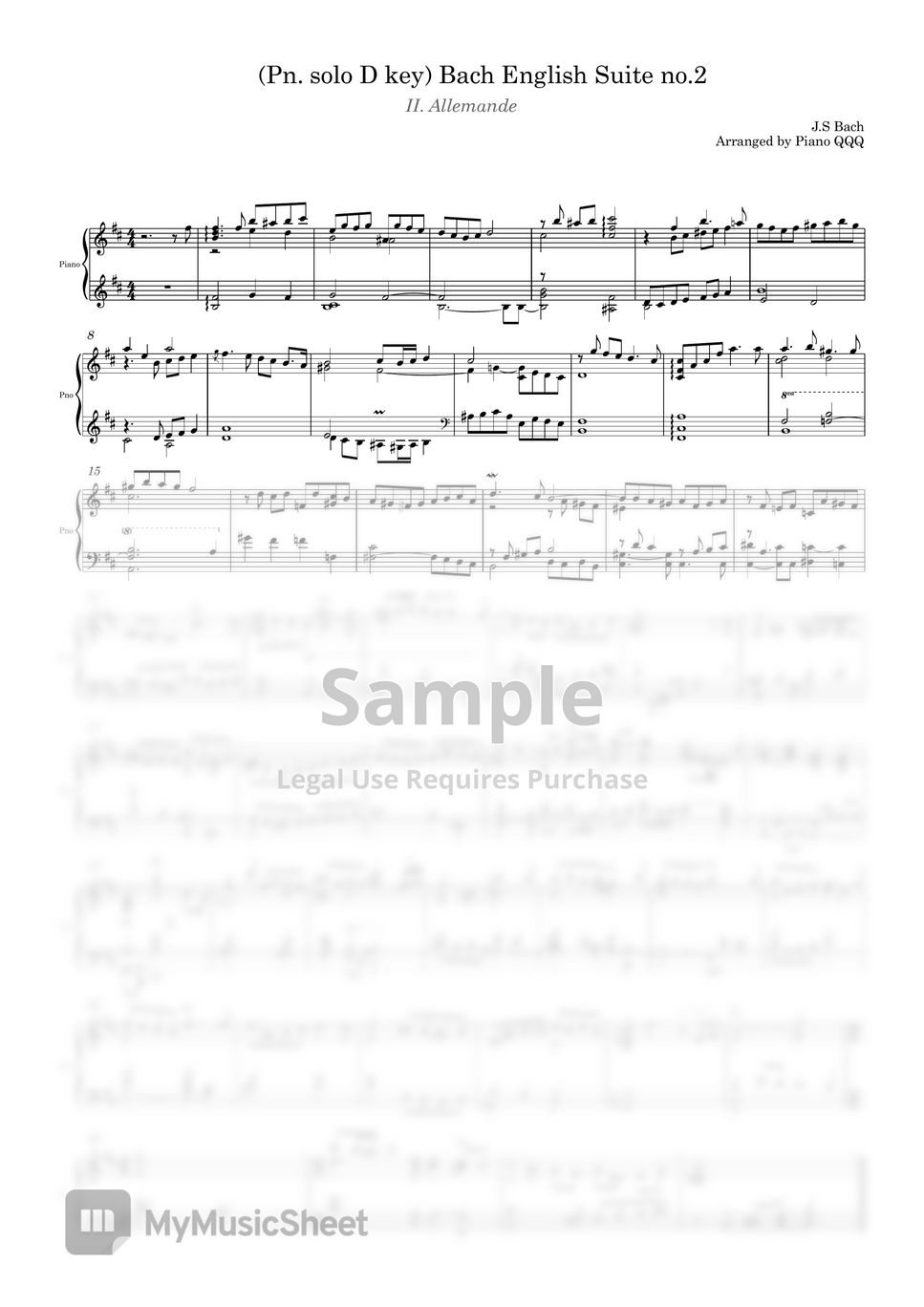 Bach - English Suite no.2 II. allemande (Piano solo) by Piano QQQ
