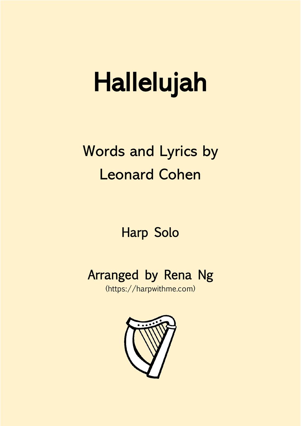 Leonard Cohen Hallelujah (Harp / Piano Solo) Intermediate Sheets by