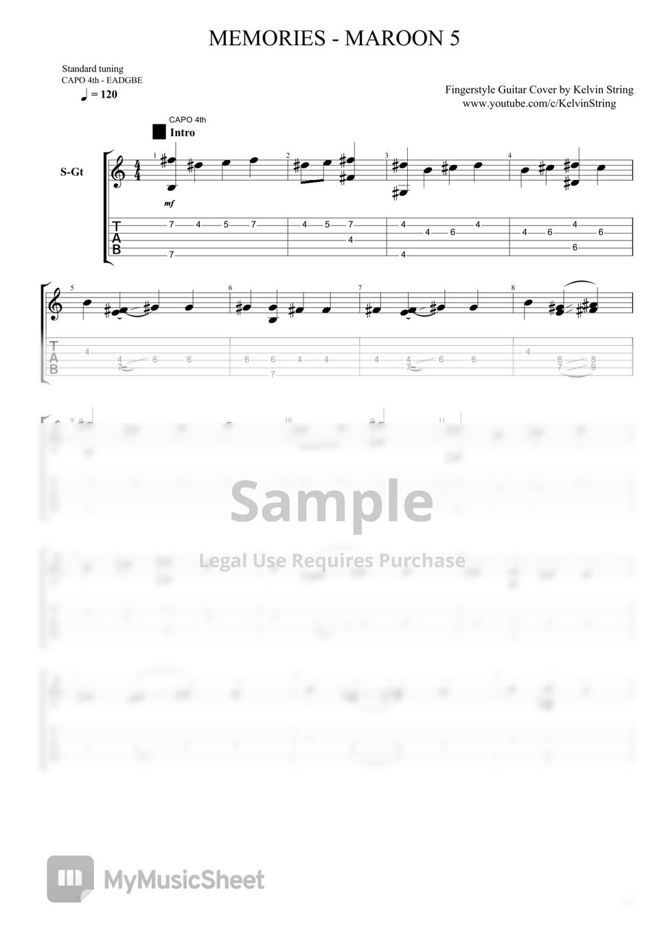 MAROON 5 - MEMORIES Lembar Musik by KELVIN VILTEN