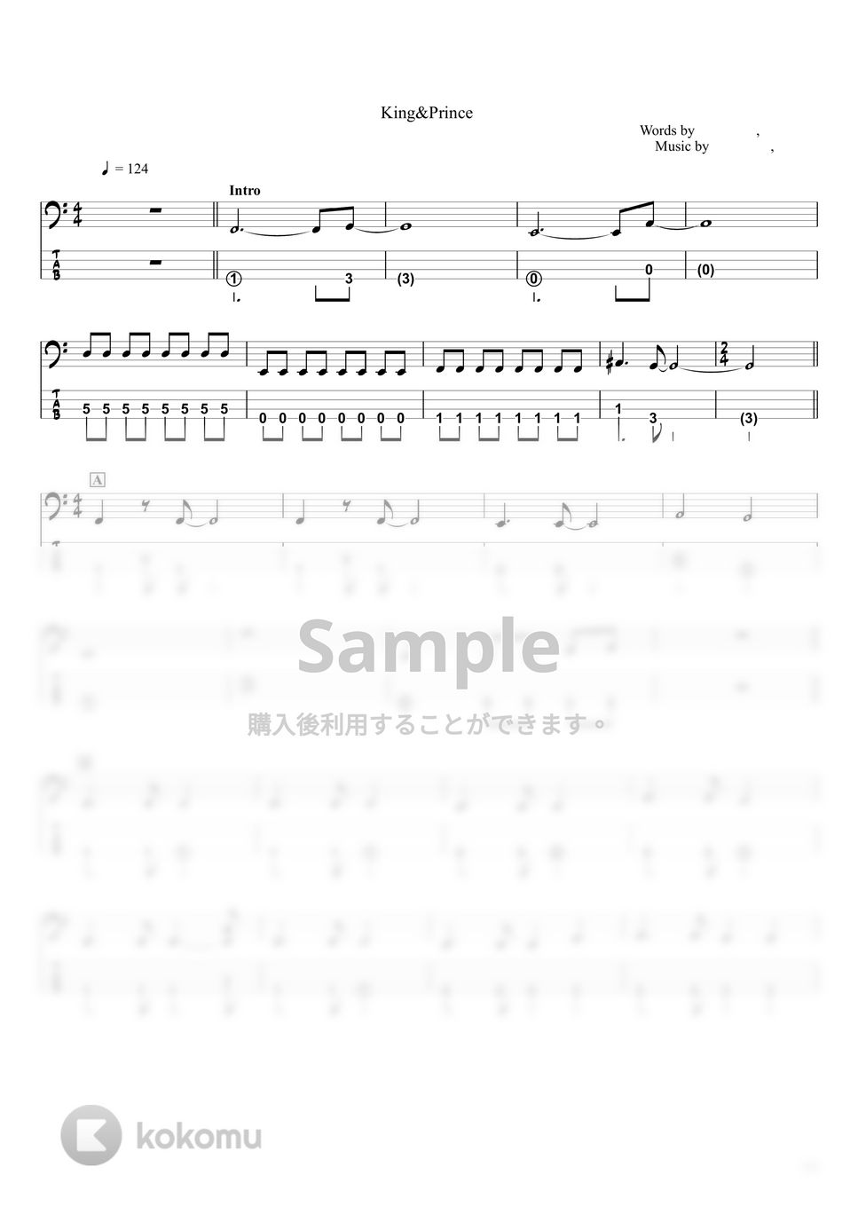 King&Prince - I PROMISE (『ベースTAB譜』☆超初心者＆4弦ベース対応) by swbass