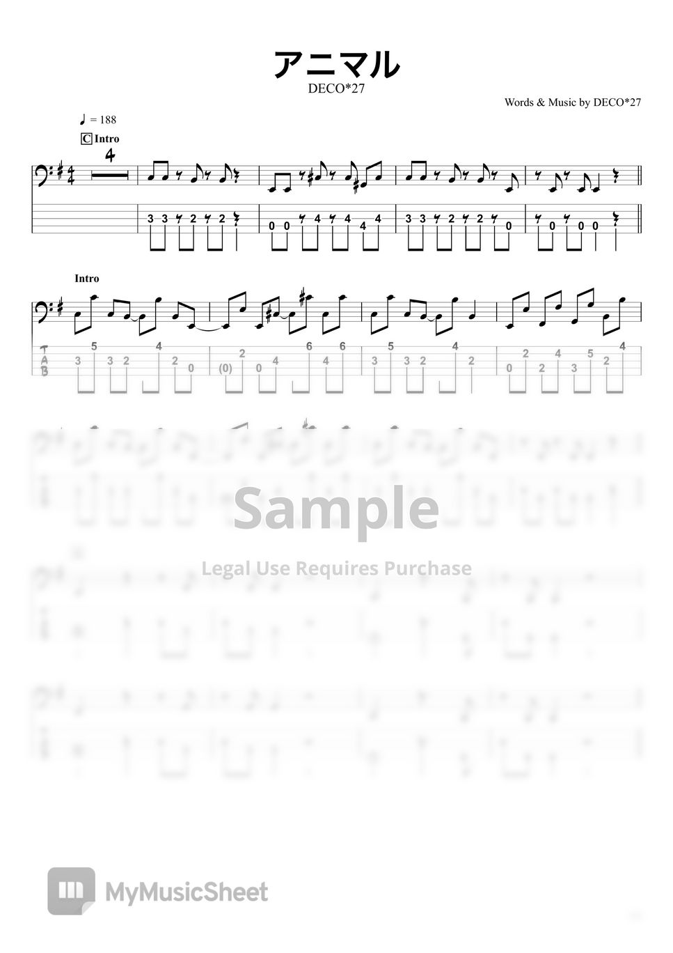 Deco 27 basstab 5strings sheets by swbass
