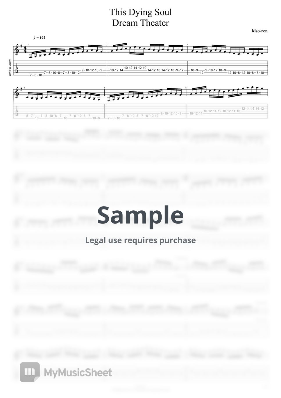 Dream Theater - This Dying Soul - Dream Theater / John Petrucci  Ending Unison guitar practice 10:30 - 11:24 (TAB PDF & Guitar Pro files.（gpX）) by Technical Guitar