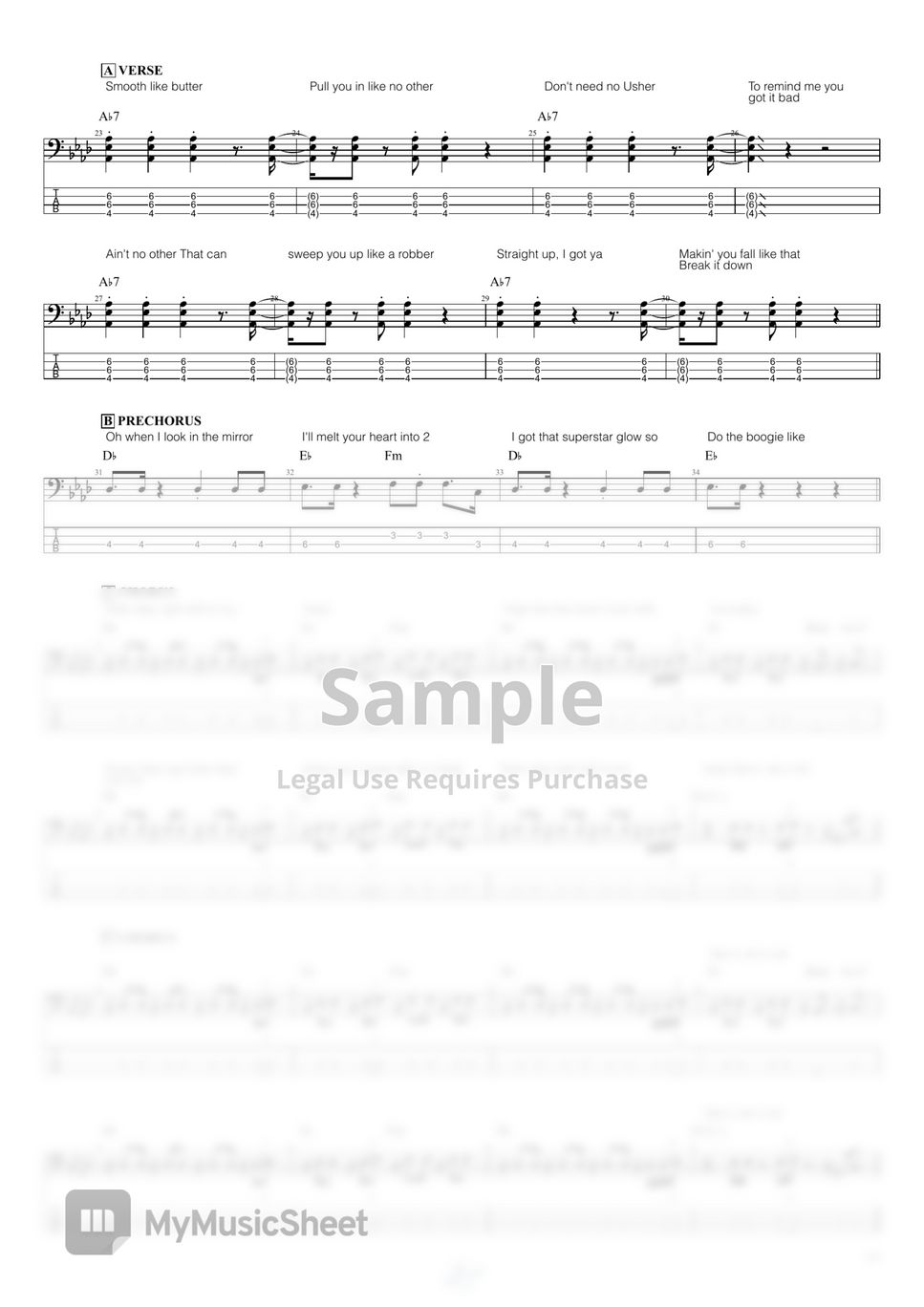 방탄소년단 BTS Butter (Bass) 악보 by Sweet Bass