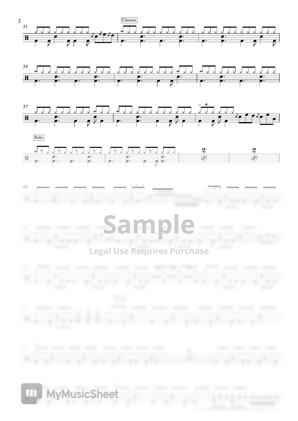 TOTO - Hold the line Partitura by Drum transcription: Leo Alvarado