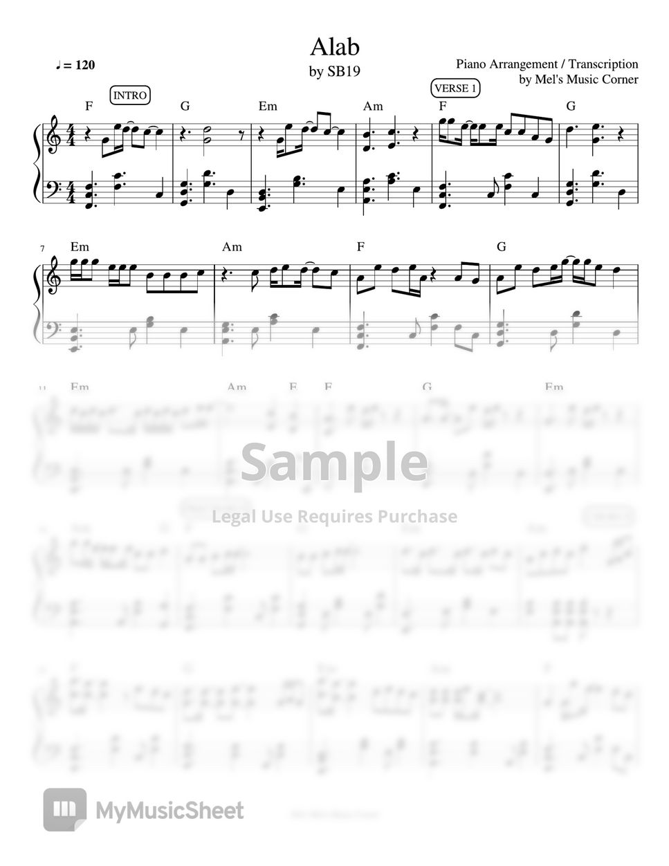 SB19 - Alab (piano Sheet Music) Sheets By Mel's Music Corner