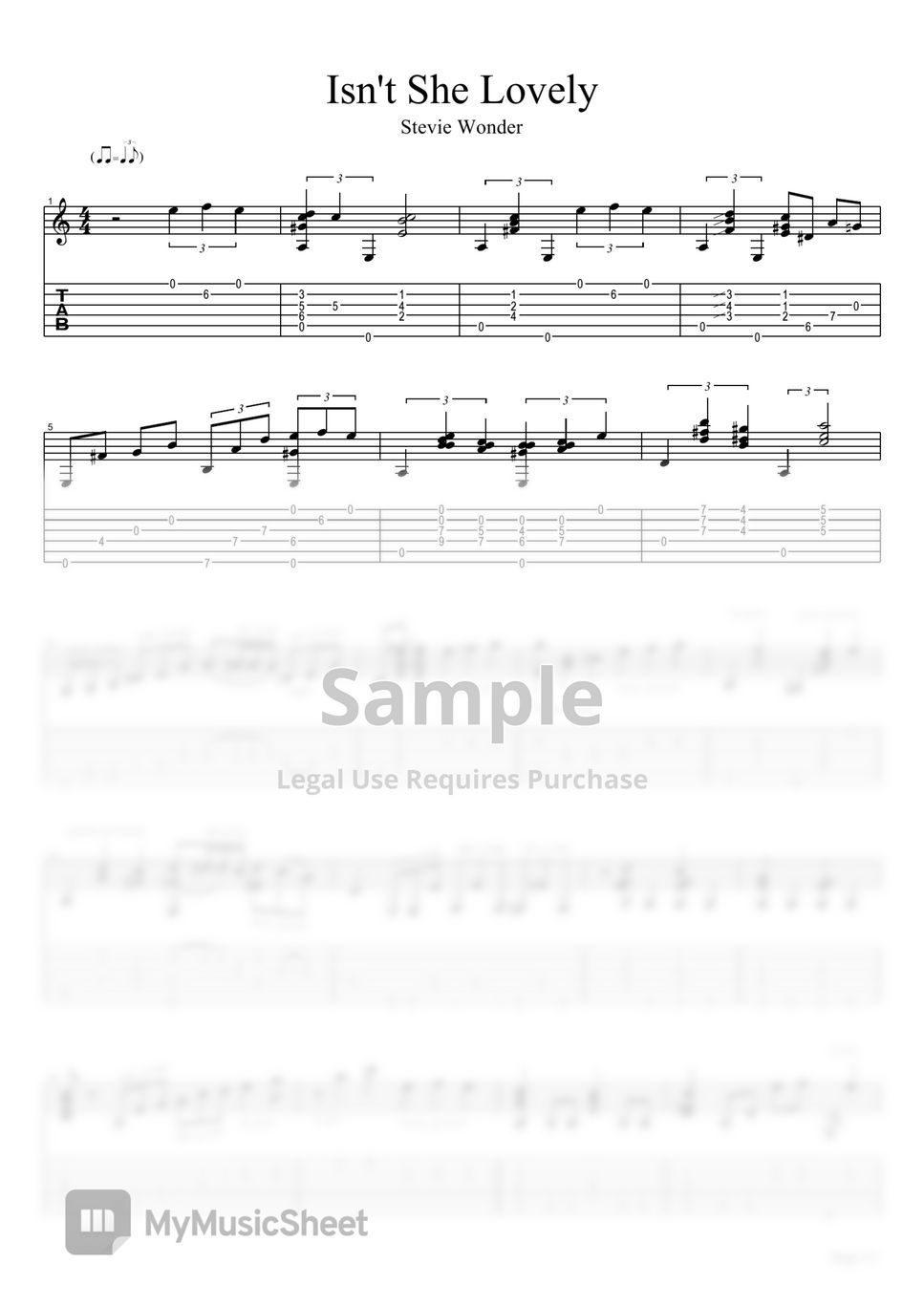 Free Isn't She Lovely by Stevie Wonder sheet music