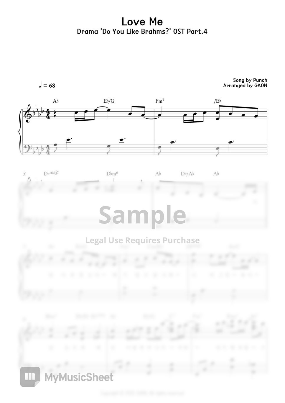Punch Love Me ('Do You Like Brahms?’ OST) Sheets by GAON