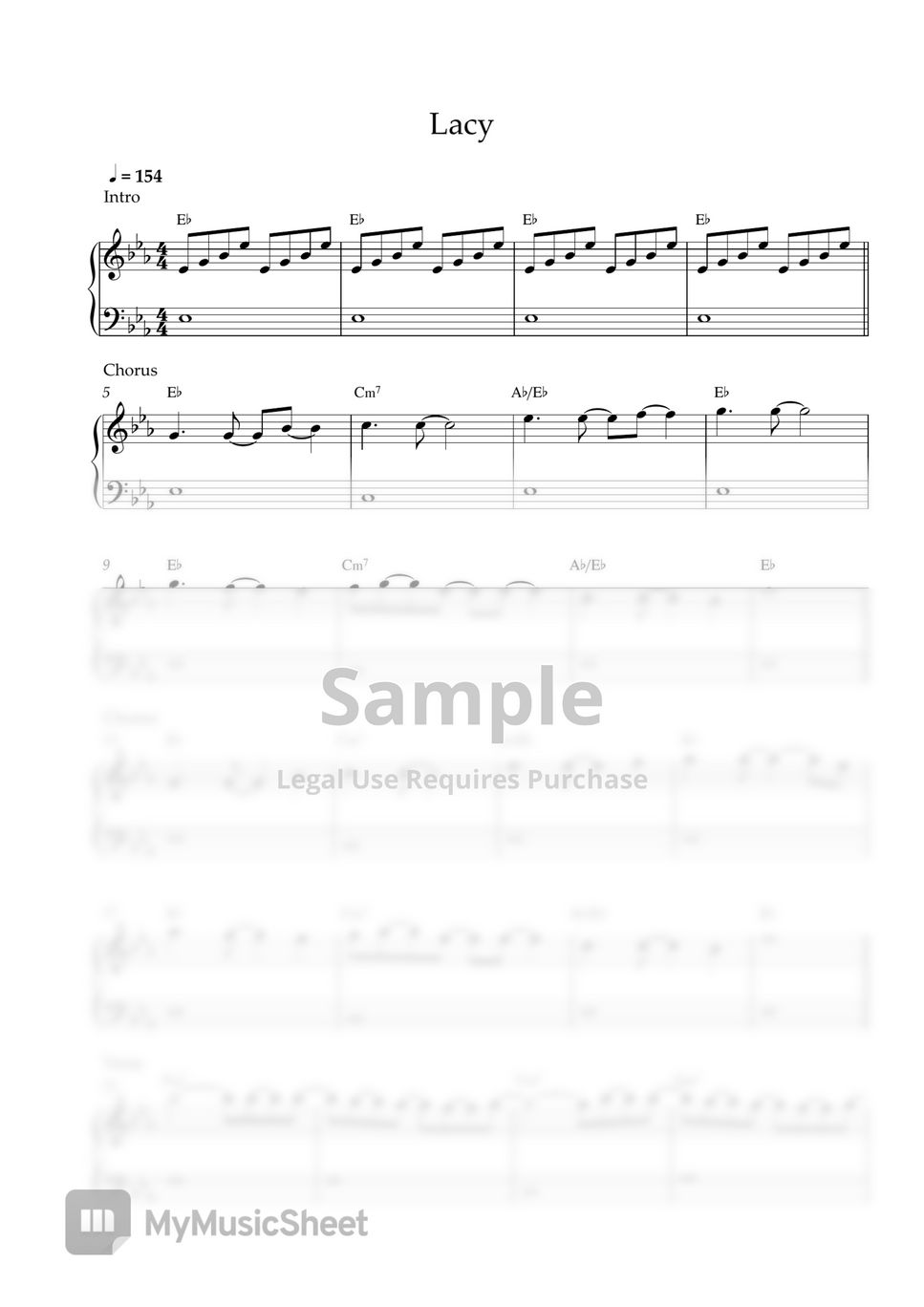 Olivia Rodrigo - lacy (EASY PIANO SHEET) by Pianella Piano