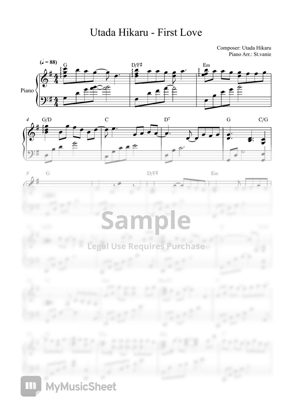Utada hikaru first love sheets by st vanie