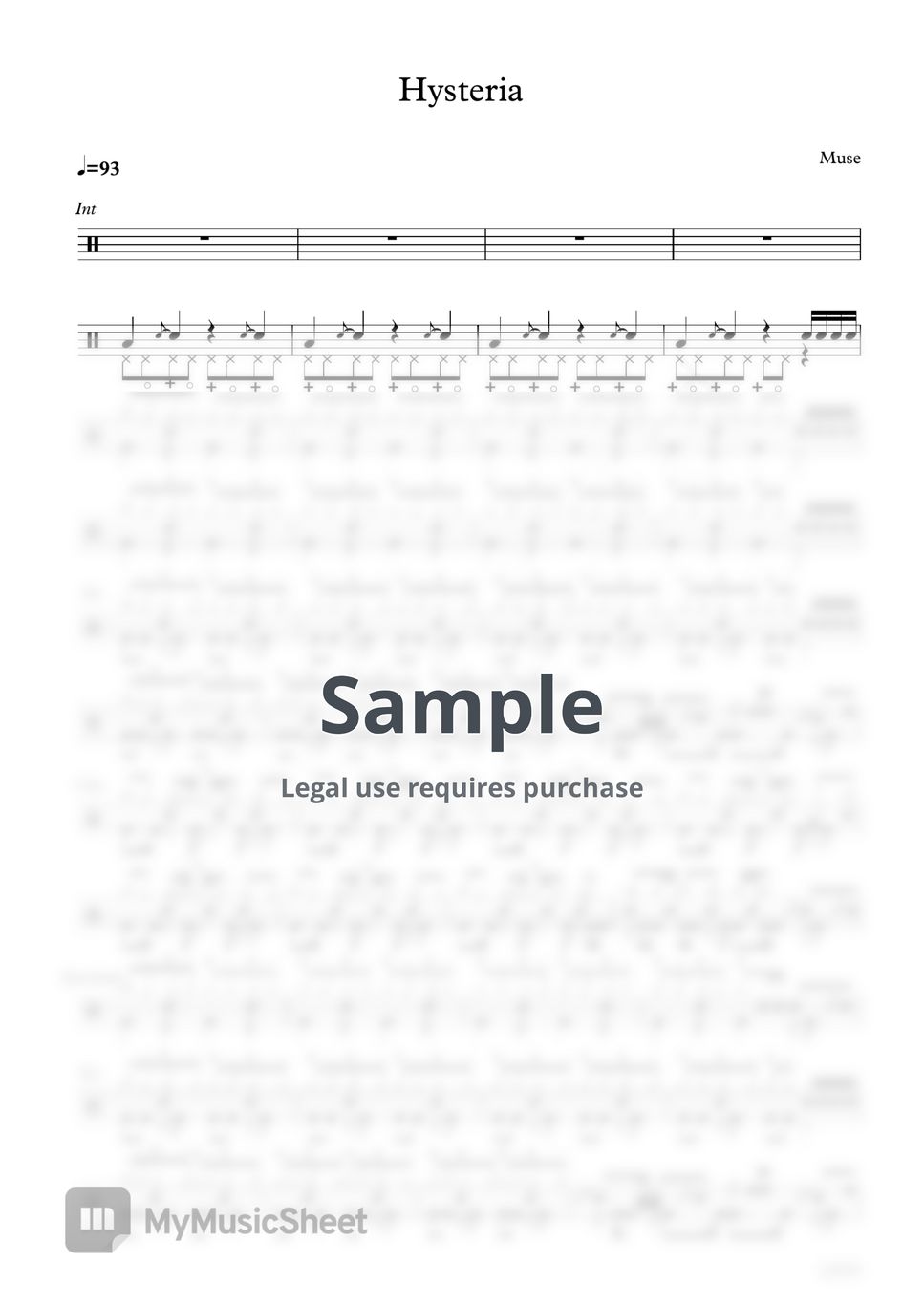 Muse Hysteria Sheets by 드러머이자연