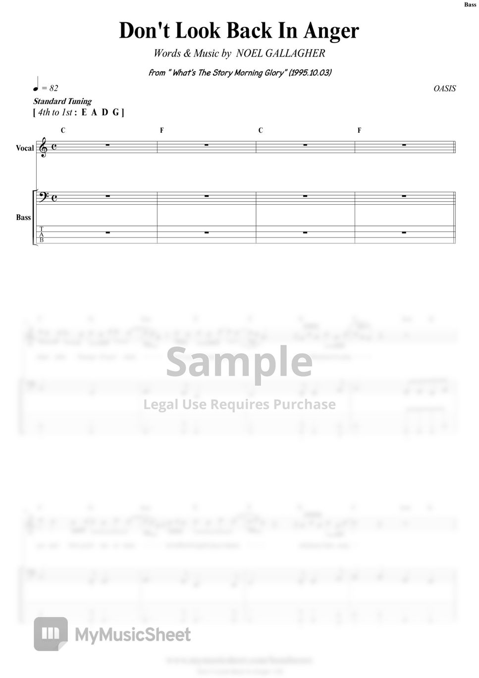 Oasis - Don't Look Back In Anger | Bass/Backing Track by COVER SKILLS