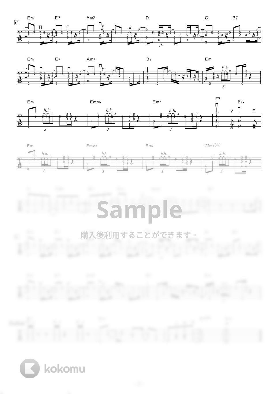 寺尾聰 - ルビーの指環 (ソロギター) by 伴奏屋TAB譜