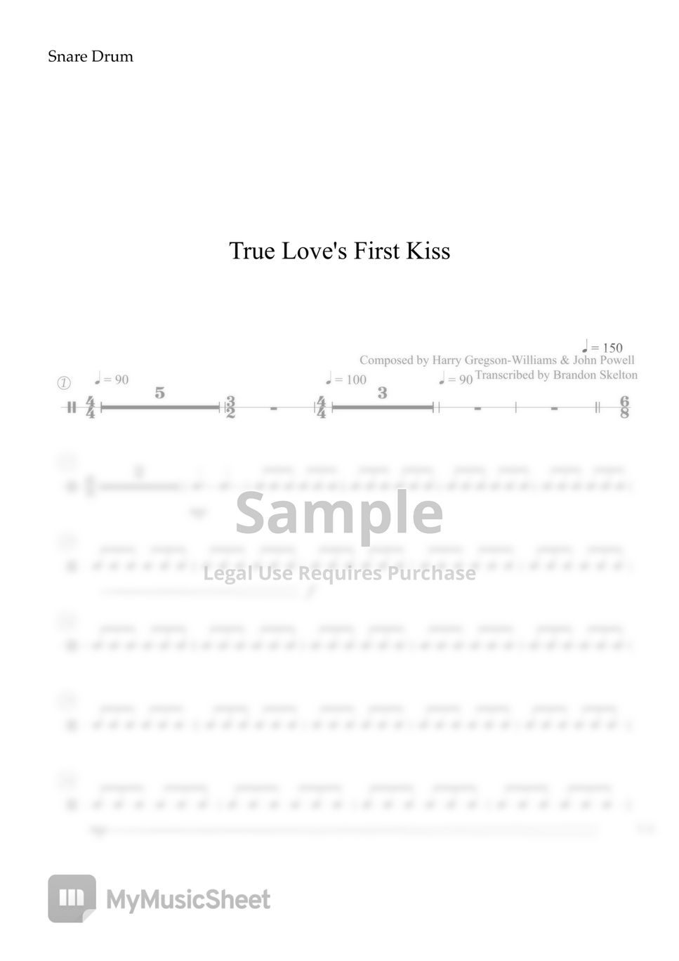 Super Partituras - True Love`s First Kiss (Harry Gregson, John