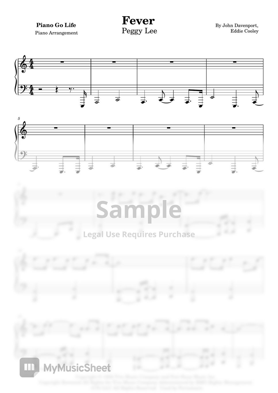 Peggy lee fever sheet by piano go life